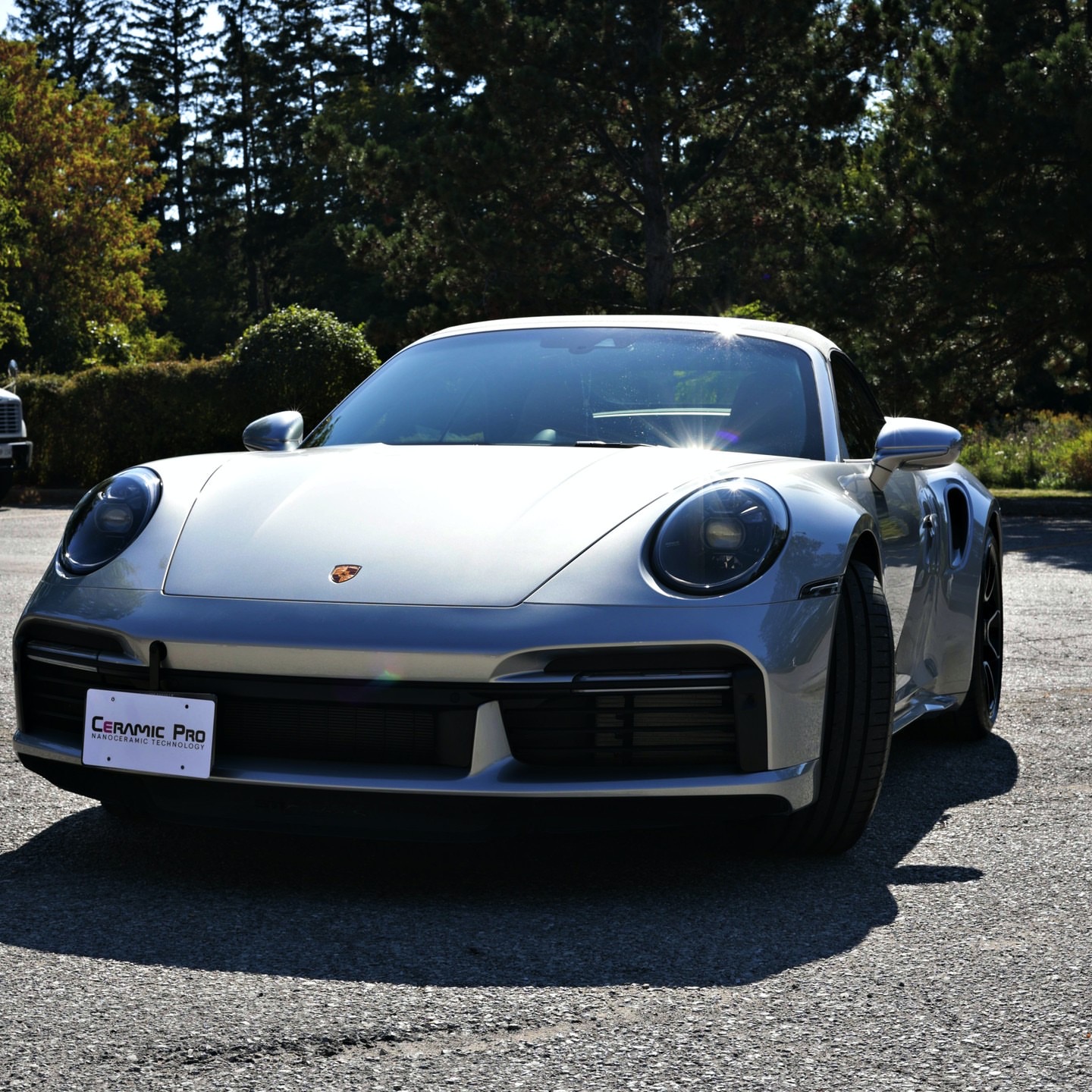 Vehicle front end protected with paint protection film